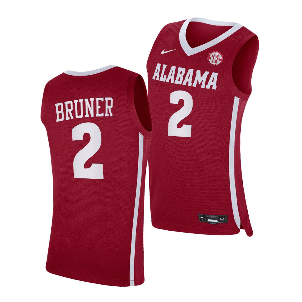 Men's Alabama Crimson Tide Jordan Bruner #2 2021 Crimson Replica NCAA College Basketball Jersey
